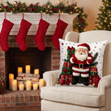 Snowman Christmas Pillow Cover, 45x45cm Snowman ,Santa Plush Pillow  Cushion Cover, Winter Throw Pillowcase, Holiday Sofa and Bedroom Decor