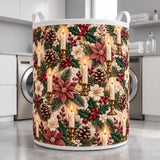 Candlelit Poinsettias | Quilted Laundry Basket