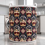 Navy Snow Globes | Quilted Laundry Basket