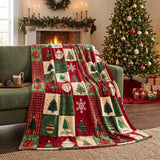 Cosy Christmas Plaid Blanket – Trees and Ornaments