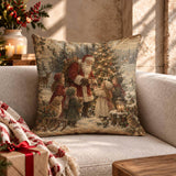 Xmas Throw Pillowcase | Santa Claus Cushion Cover | Farmhouse Holiday Pillow Sham | Rustic Christmas Decor Case | Cozy Sofa Accent