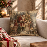Xmas Throw Pillowcase | Santa Claus Cushion Cover | Farmhouse Holiday Pillow Sham | Rustic Christmas Decor Case | Cozy Sofa Accent