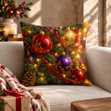 Christmas Throw Pillowcase | Ornament Cushion Cover | Bauble Pillow Sham | Festive Holiday Decor Case | Cozy Xmas Accent