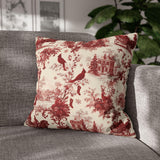 Red Christmas Toile Pillow Cover, Cardinal Christmas Pillowcase, Victorian Winter Sleigh Scene