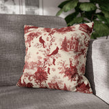 Red Christmas Toile Pillow Cover, Cardinal Christmas Pillowcase, Victorian Winter Sleigh Scene