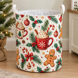 Hot Cocoa & Gingerbread Men | Quilted Laundry Basket