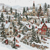 Christmas Village Cross Stitch Pattern, Winter Cross Stitch, Christmas Cottage Pattern, Holidays, PDF, instant download, CRM194