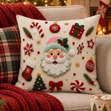 Santa and Candy Canes Pillow Cover, Double Sided, Evdek 6ECHD8