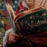 Christmas Tapestry Cushion Cover, Santa Reading Christmas Book, 45x45 cm
