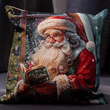 Christmas Tapestry Cushion Cover, Santa Reading Christmas Book, 45x45 cm