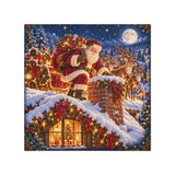 Reversible Christmas Pillow Cover, Santa Rooftop and Christmas Tree Scenes