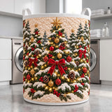 Snowy Pine Forest | Quilted Laundry Basket