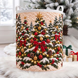 Snowy Pine Forest | Quilted Laundry Basket