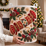 Christmas Cracker & Holly | Quilted Laundry Basket