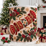 Christmas Cracker & Holly | Quilted Laundry Basket