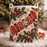 Christmas Cracker & Holly | Quilted Laundry Basket