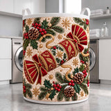 Christmas Cracker & Holly | Quilted Laundry Basket