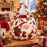 Round Santa Poinsettia | Handcrafted Bag