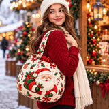 Round Santa Poinsettia | Handcrafted Bag