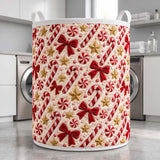 Peppermint Swirls & Bows | Quilted Laundry Basket