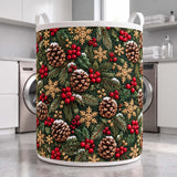 Pinecones & Red Berries | Quilted Laundry Basket