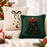 Christmas Throw Pillow Cover, 3D Santa &amp; Christmas Tree Pillow, Embroidered Holiday Cushion, Farmhouse Christmas Decor