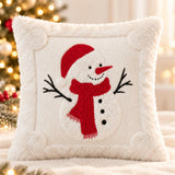 Christmas Throw Pillow Cover, 3D Santa &amp; Christmas Tree Pillow, Embroidered Holiday Cushion, Farmhouse Christmas Decor
