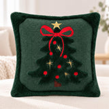 Christmas Throw Pillow Cover, 3D Santa &amp; Christmas Tree Pillow, Embroidered Holiday Cushion, Farmhouse Christmas Decor