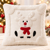 Christmas Throw Pillow Cover, 3D Santa &amp; Christmas Tree Pillow, Embroidered Holiday Cushion, Farmhouse Christmas Decor