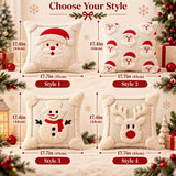 3D Plush Knit Christmas Pillow Cover, Santa, Snowman, Reindeer Holiday Decor