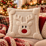 3D Plush Knit Christmas Pillow Cover, Santa, Snowman, Reindeer Holiday Decor