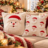 3D Plush Knit Christmas Pillow Cover, Santa, Snowman, Reindeer Holiday Decor