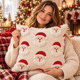 3D Plush Knit Christmas Pillow Cover, Santa, Snowman, Reindeer Holiday Decor