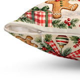 Santa and Christmas Village Pillow, Festive Holiday Spun Polyester Square Pillow