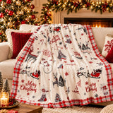 Cosy Santa Blanket – Soft Red Plaid with Reindeer and Snowman