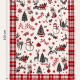 Cosy Santa Blanket – Soft Red Plaid with Reindeer and Snowman