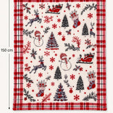 Cosy Santa Blanket – Soft Red Plaid with Reindeer and Snowman