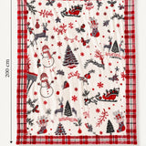 Cosy Santa Blanket – Soft Red Plaid with Reindeer and Snowman