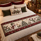 Snowman Bed Runner | Quilted Bedding Set