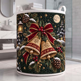 Moonlit Golden Bells | Quilted Laundry Basket