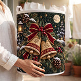 Moonlit Golden Bells | Quilted Laundry Basket
