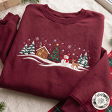 Wine Snowy Cabin | Cozy Sweater
