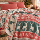 Christmas Reindeer Comforter, King Size Reversible 7-Layer Muslin, 100% Turkish Cotton