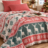 Christmas Reindeer Comforter, King Size Reversible 7-Layer Muslin, 100% Turkish Cotton