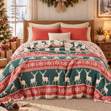 Christmas Reindeer Comforter, King Size Reversible 7-Layer Muslin, 100% Turkish Cotton