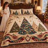 Ornament Tree Trio | Quilted Bedding Set