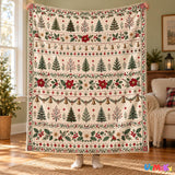 Cosy Christmas Tree Blanket – Soft Cream Throw with Bells