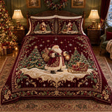 Santa Sleigh Night | Quilted Bedding Set