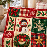 Cosy Christmas Blanket – Snowmen, Reindeer and Trees