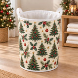 Little Pine Trees | Quilted Laundry Basket